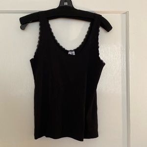 & Other Stories lace trimmed black tank top